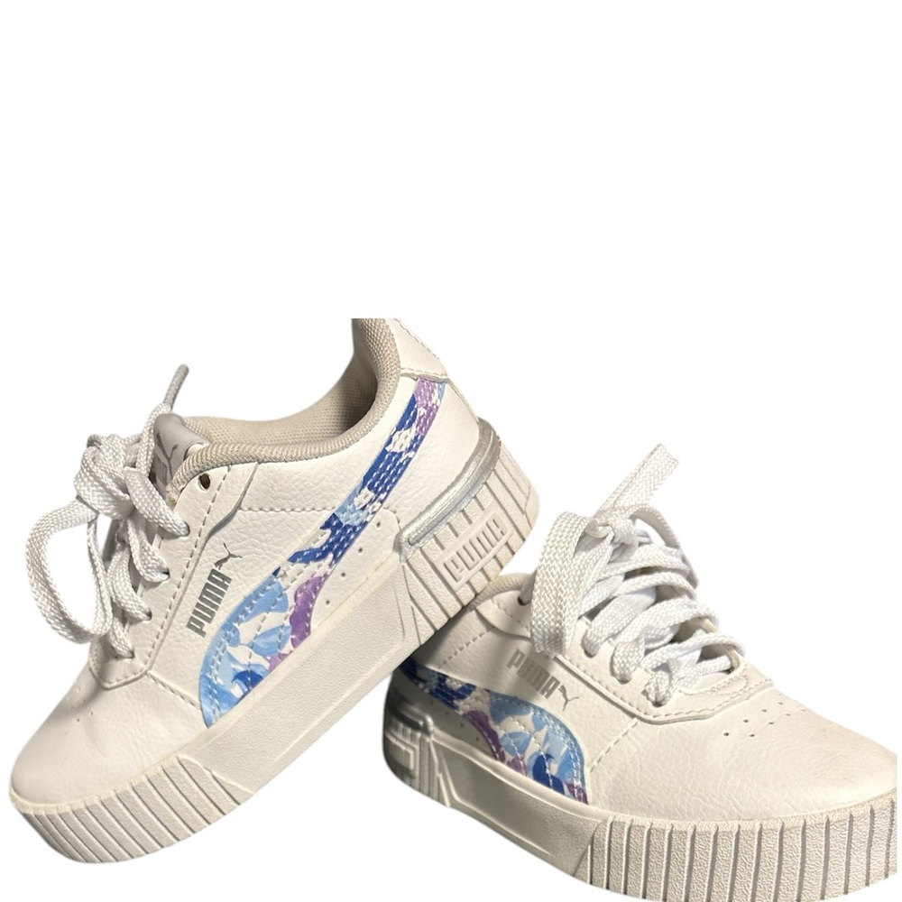 Puma White Sneakers with Blue and Purple Accents